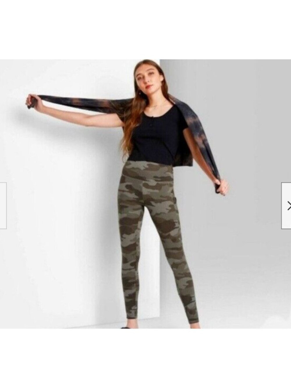 Wild Fable Womens Leggings XXL Green Mid Rise Camo Pockets Full Length Yoga NWT